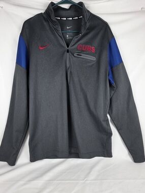Nike Chicago Cubs Quarter Zip Pullover Large Gray Blue MLB Genuine Gear Dri-FIT